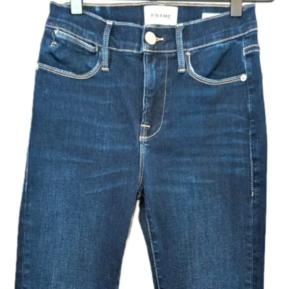 Frame | Le High Skinny Crop Jeans Sanctuary Dark Wash | Size 26 - Picture 2 of 13